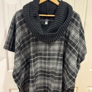 Cozy Plaid Knit Poncho